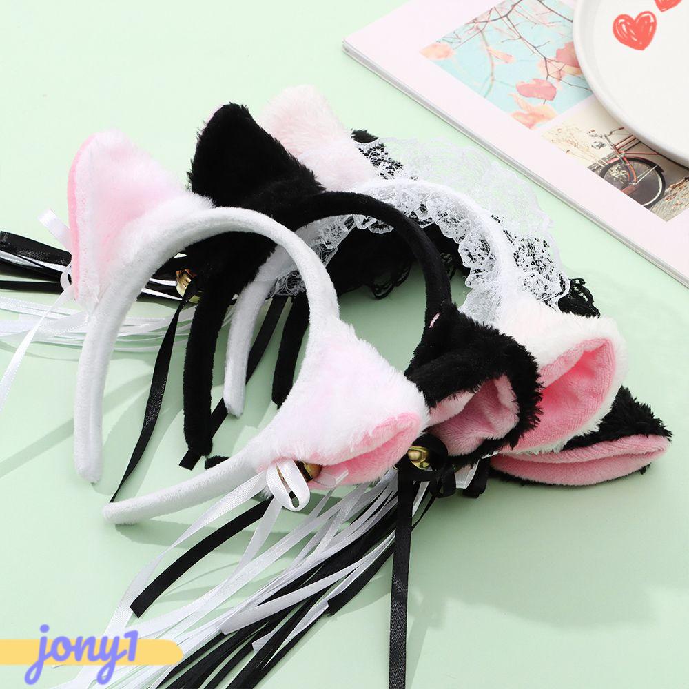 Băng Đô Tai Mèo Nhồi Bông Phối Bèo Nhún Dễ Thương