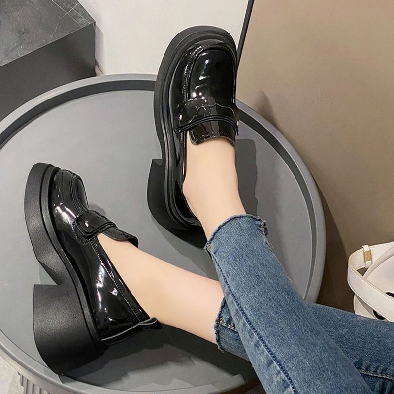Yunguang Giày Mary Jane Da Đế Dày Chống Trượt Phong Cách Anh Quốc Cho Nữ