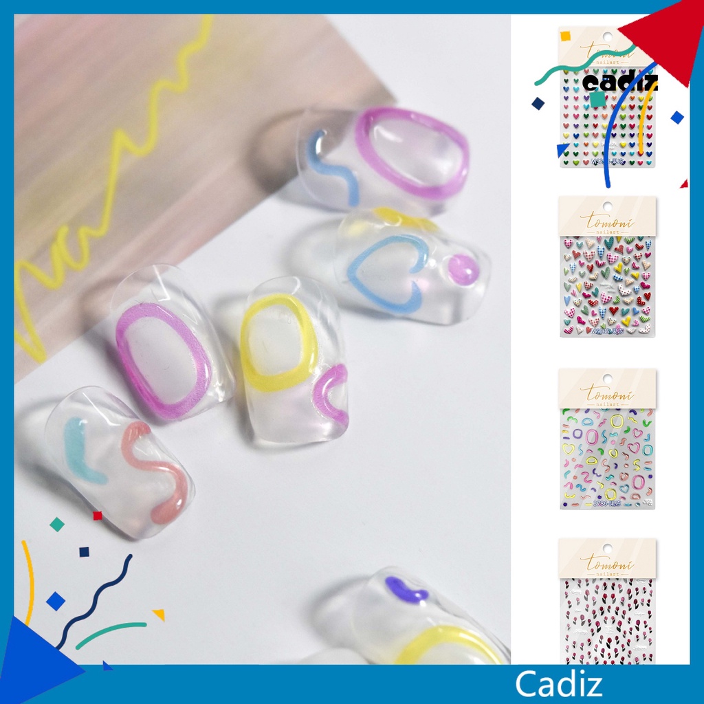 Đề Can Dán Móng Tay Tự Dính Không Phai Màu Họa Tiết Hoa Tulip Trái Tim Trang Trí Nghệ Thuật