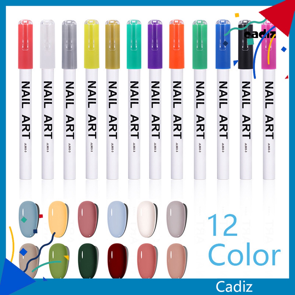 Set 12 Bút Vẽ Móng Tay Nghệ Thuật Bằng Nhựa PP Thân Thiện Với Môi Trường Nhanh Khô Dễ Sử Dụng