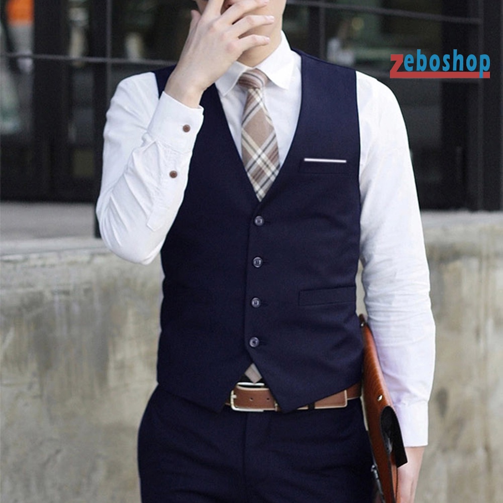 Áo Ghi Lê Không Tay Cổ V 4 Nút Thời Trang Nam Lịch Lãm