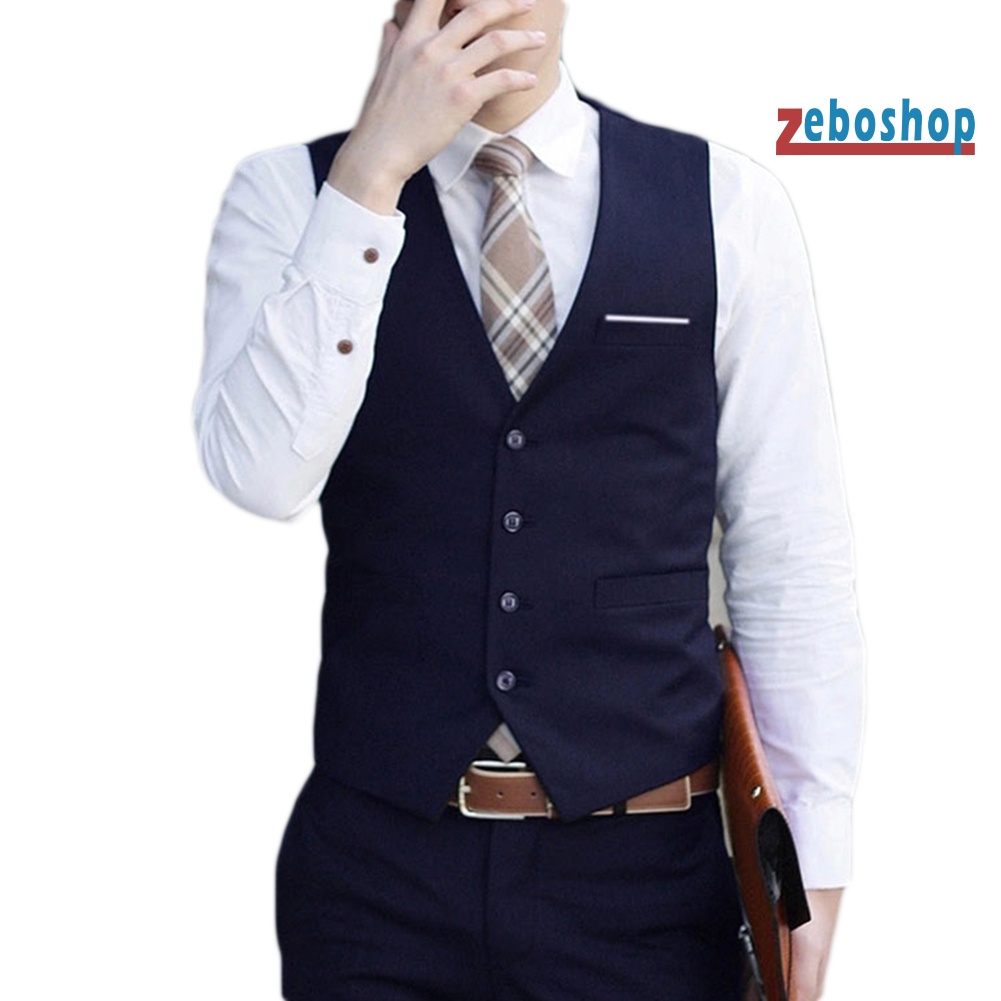 Áo Ghi Lê Không Tay Cổ V 4 Nút Thời Trang Nam Lịch Lãm