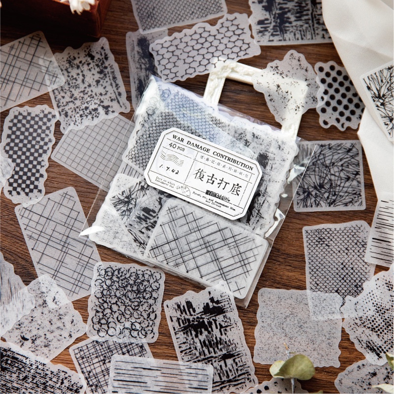 Bộ 40 Sticker Dán Trang Trí Sổ Tay Phong Cách Vintage