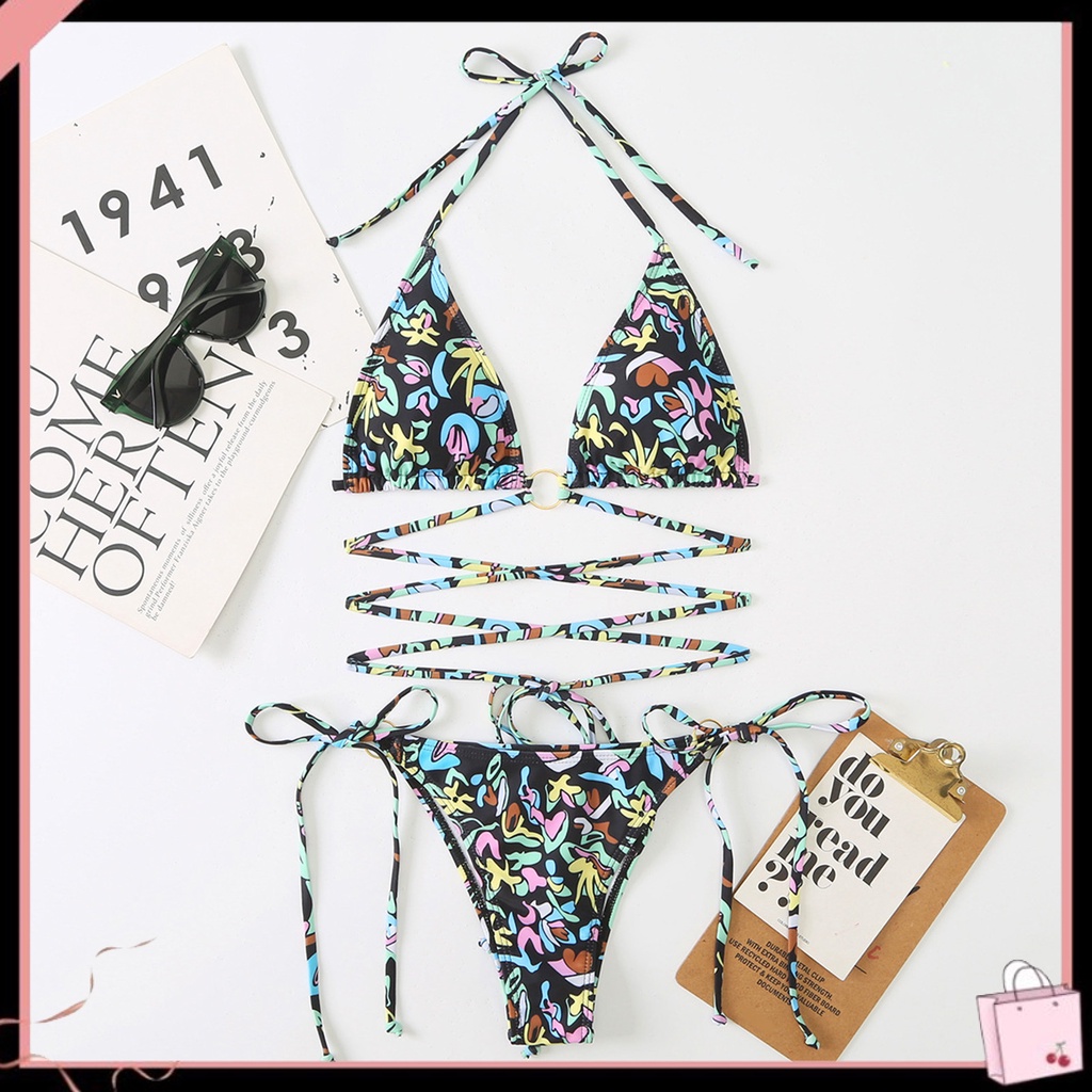 Bộ Đồ Bơi Bikini Lưng Cao In Hoa Có Đệm Nâng Ngực Thời Trang Mùa Hè