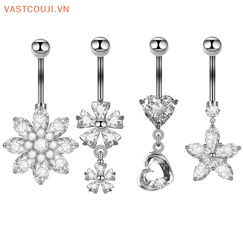 Khuyên Rốn Chất Liệu Thép Không Gỉ Đính Đá Zircon Gợi Cảm