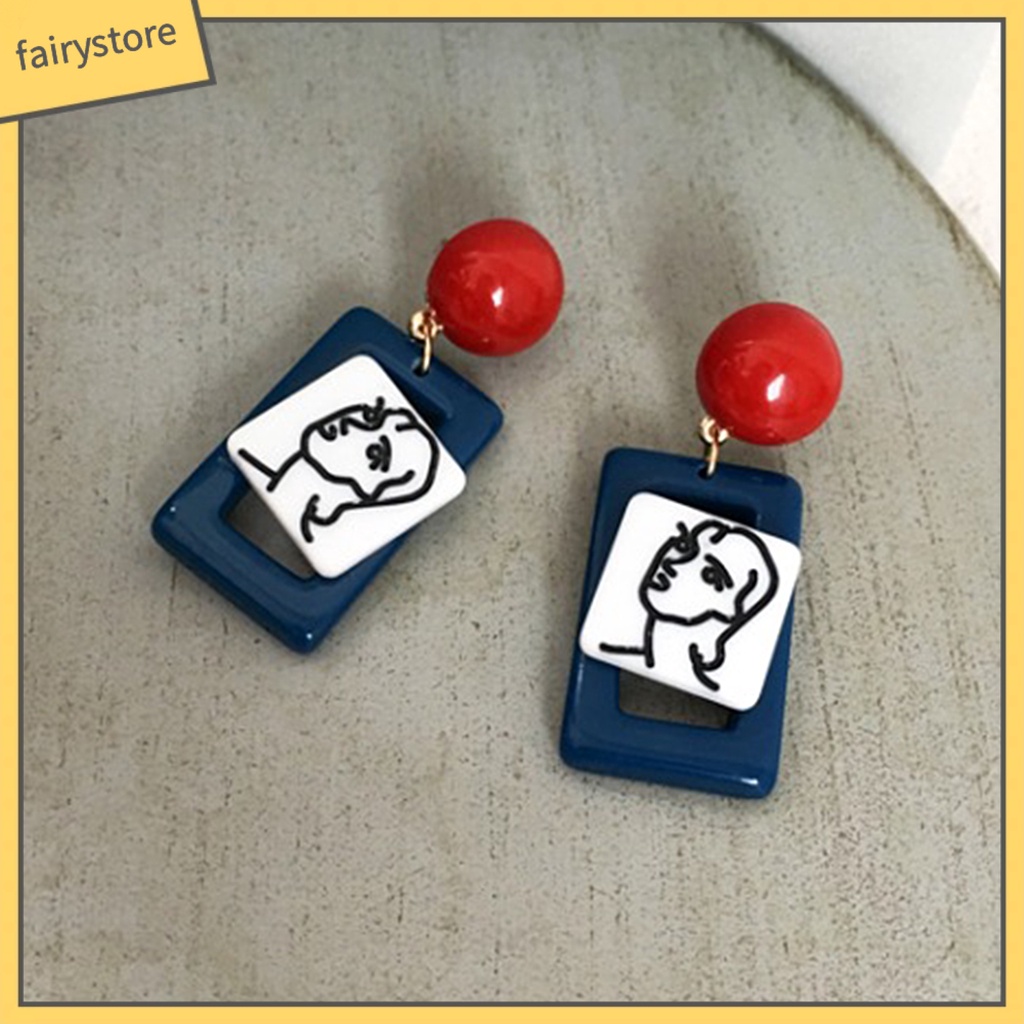 1 Đôi Bông Tai Hình Nhân Vật Trừu Tượng Phong Cách Vintage