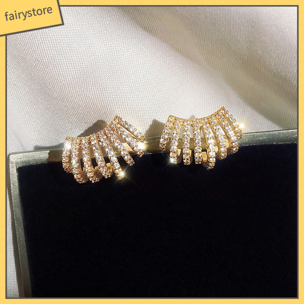 1 Đôi Bông Tai Đính Đá Lấp Lánh Dành Cho Nữ