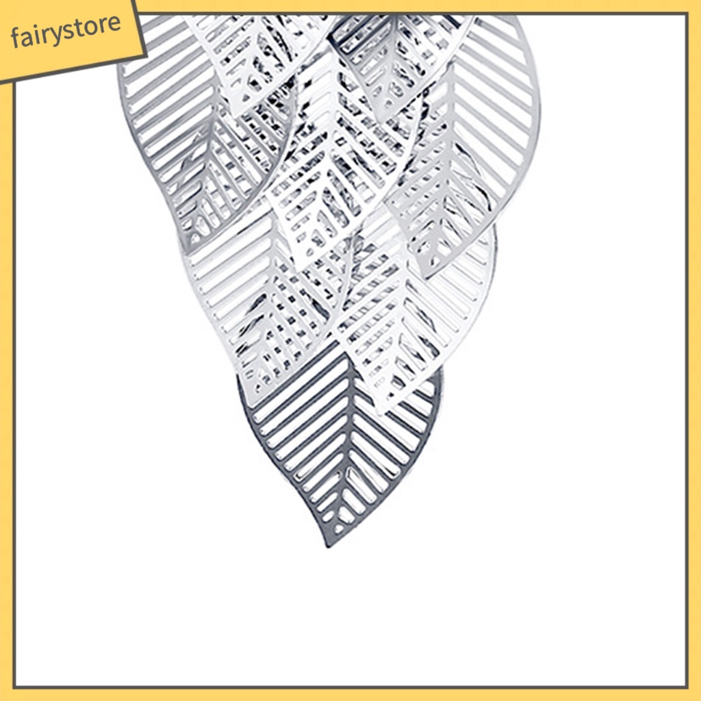 1 Đôi Bông Tai Hình Chiếc Lá Tua Rua Nhiều Lớp Màu Bạc Thời Trang