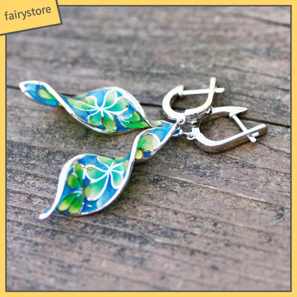 1 Đôi Bông Tai Hình Xoắn Ốc Tráng Men Lâu Trôi Phong Cách Vintage