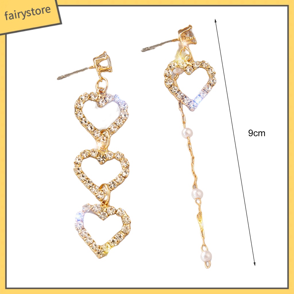 1 Đôi Bông Tai Hình Trái Tim Đính Ngọc Trai Giả Phong Cách Hàn Quốc