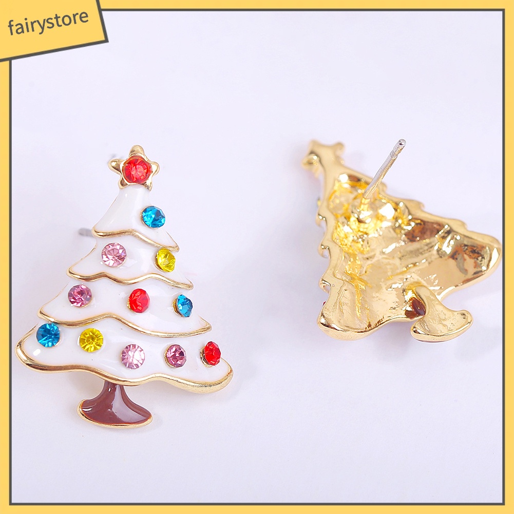 Bông Tai Hợp Kim Hình Cây Thông Đính Đá Thời Trang Giáng Sinh Cho Nữ