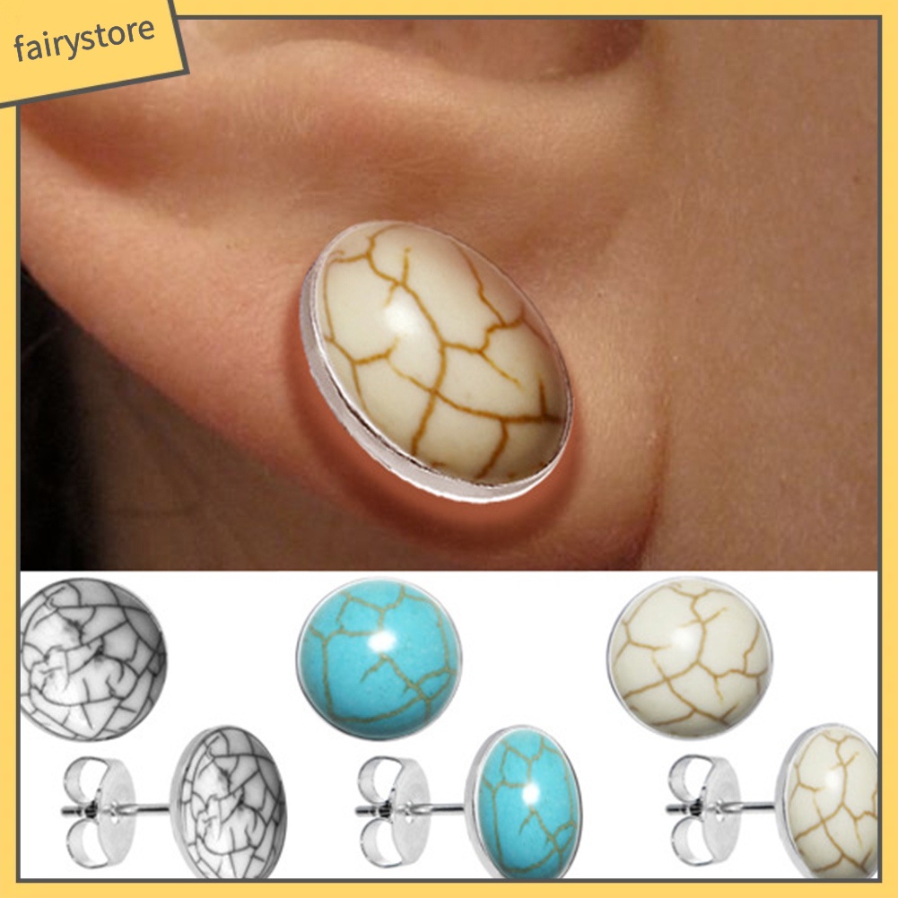 Khuyên Tai Đính Đá Ngọc Lam Nhân Tạo Hình Tròn Lớn Đơn Giản Thời Trang Dành Cho Nữ