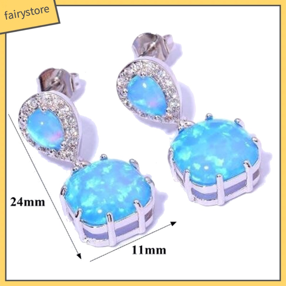 Khuyên Tai Đính Đá Opal Thời Trang Cho Nữ