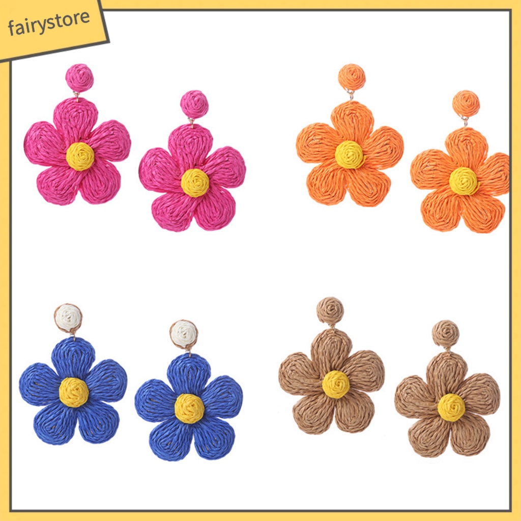 1 Đôi Bông Tai Hình Hoa Màu Sắc Tươi Sáng Phong Cách Kỳ Nghỉ Cho Nữ