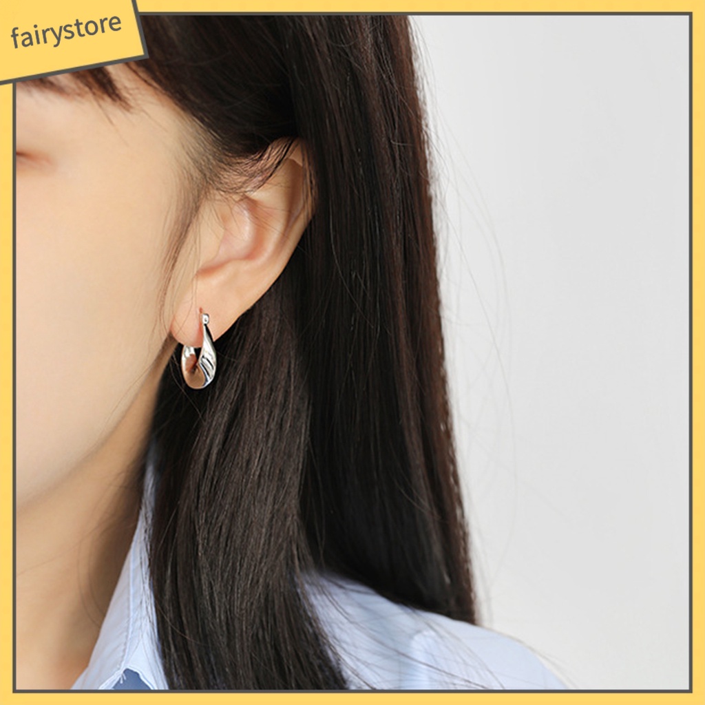 1 Đôi Bông Tai Hình Học Xoắn Ốc Bằng Đồng Lấp Lánh Chống Mài Mòn