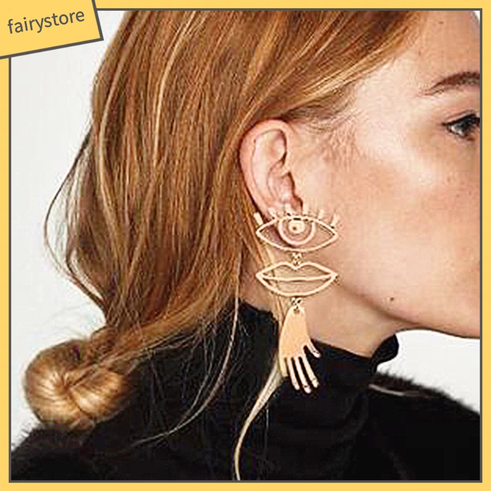 Bông Tai Dáng Dài Hình Đôi Môi / Bàn Tay Ngộ Nghĩnh Cho Nữ