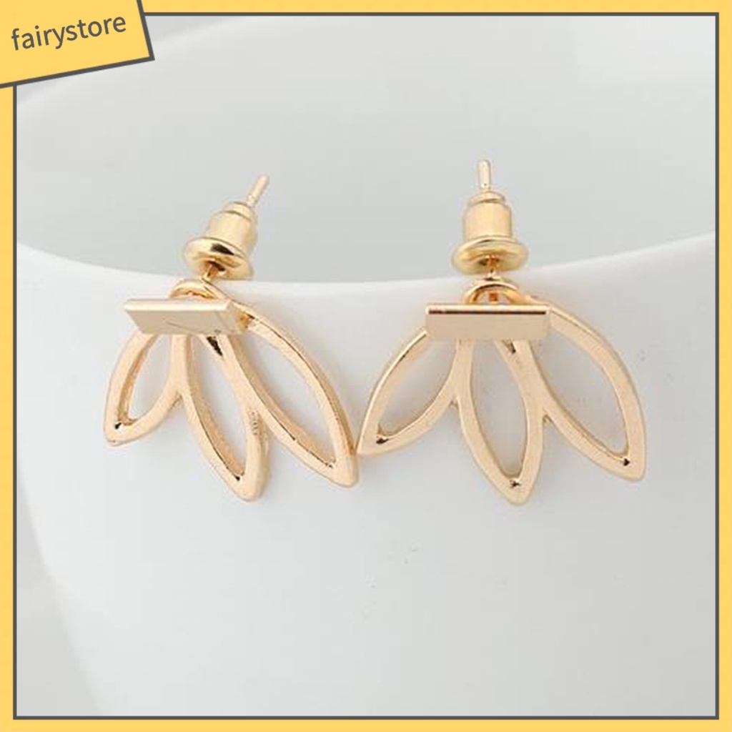 Bông Tai Hợp Kim Hình Hoa Sen Rỗng Thanh Lịch Sáng Tạo Cho Nữ