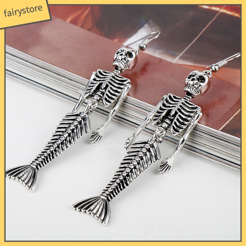 1 Đôi Bông Tai Hình Đầu Lâu Bằng Hợp Kim Phong Cách Halloween Dành Cho Nữ