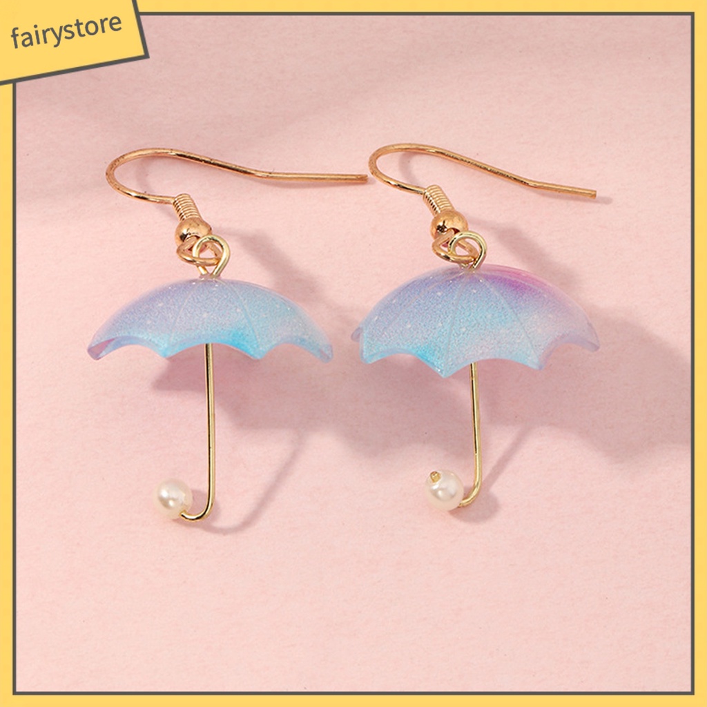 [FRO] 1 Cặp Bông Tai Móc Hình Cây Dù Màu Sắc Tương Phản Trọng Lượng Nhẹ Dễ Phối Đồ Dành