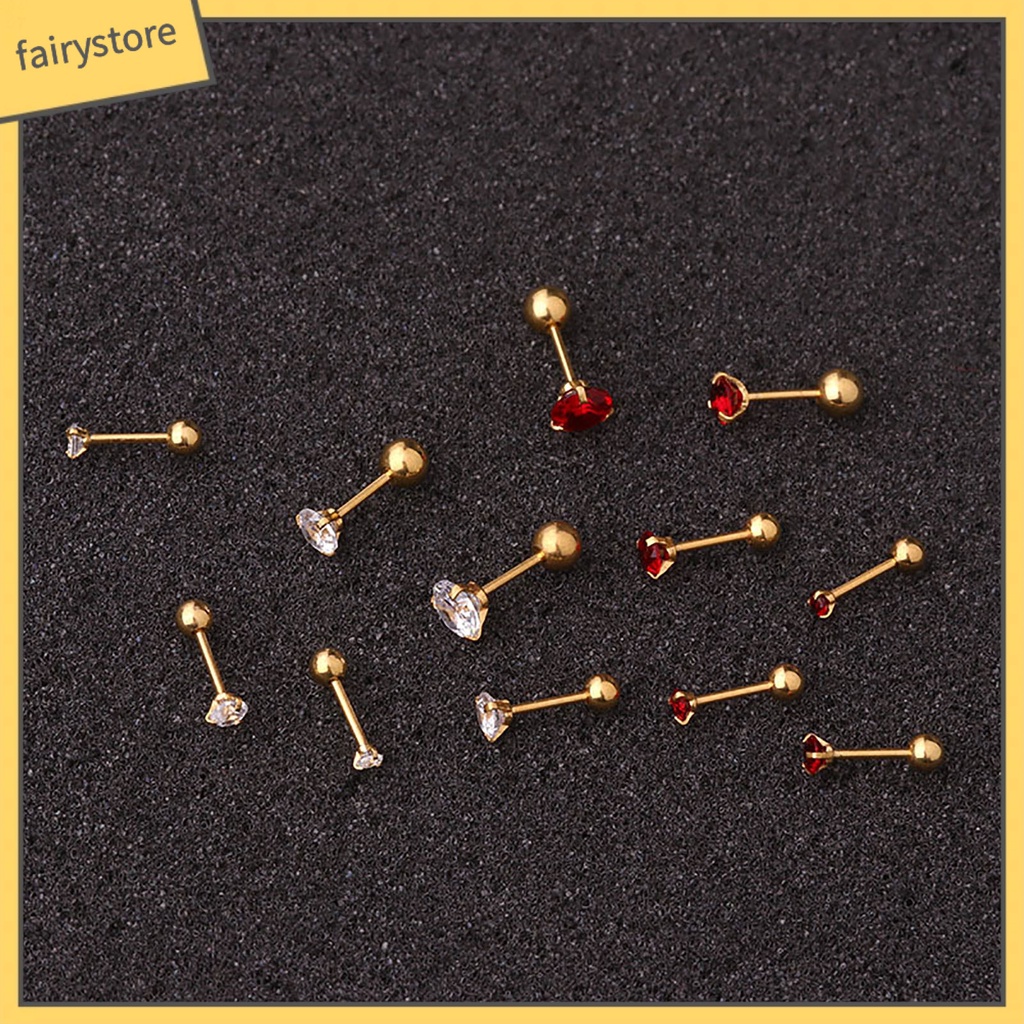 1 Bông Tai Xỏ Lỗ Đính Đá Zircon Nhiều Màu Sắc Lấp Lánh Dành Cho Nữ