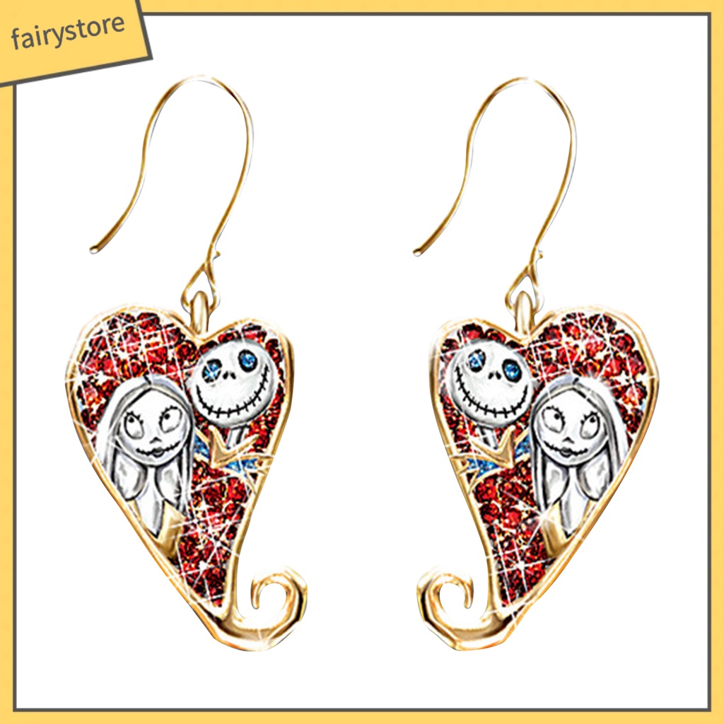 1 Đôi Bông Tai Hợp Kim Hình Trái Tim Phong Cách Halloween Thời Trang