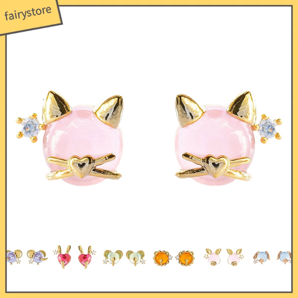 1 Đôi Bông Tai Hình Động Vật Đính Đá Zircon Thời Trang Dành Cho Nữ