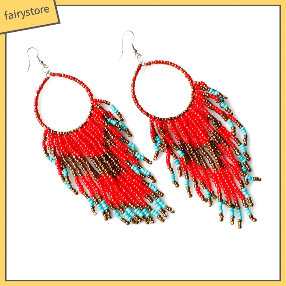 Bông Tai Tua Rua Dáng Dài Phong Cách Boho Thời Trang