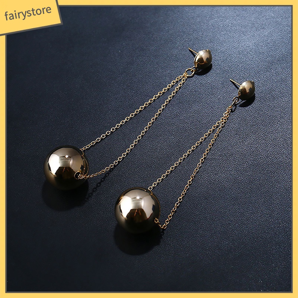 Bông Tai Dáng Dài Đính Bóng Tròn Đơn Giản Thời Trang Cho Nữ