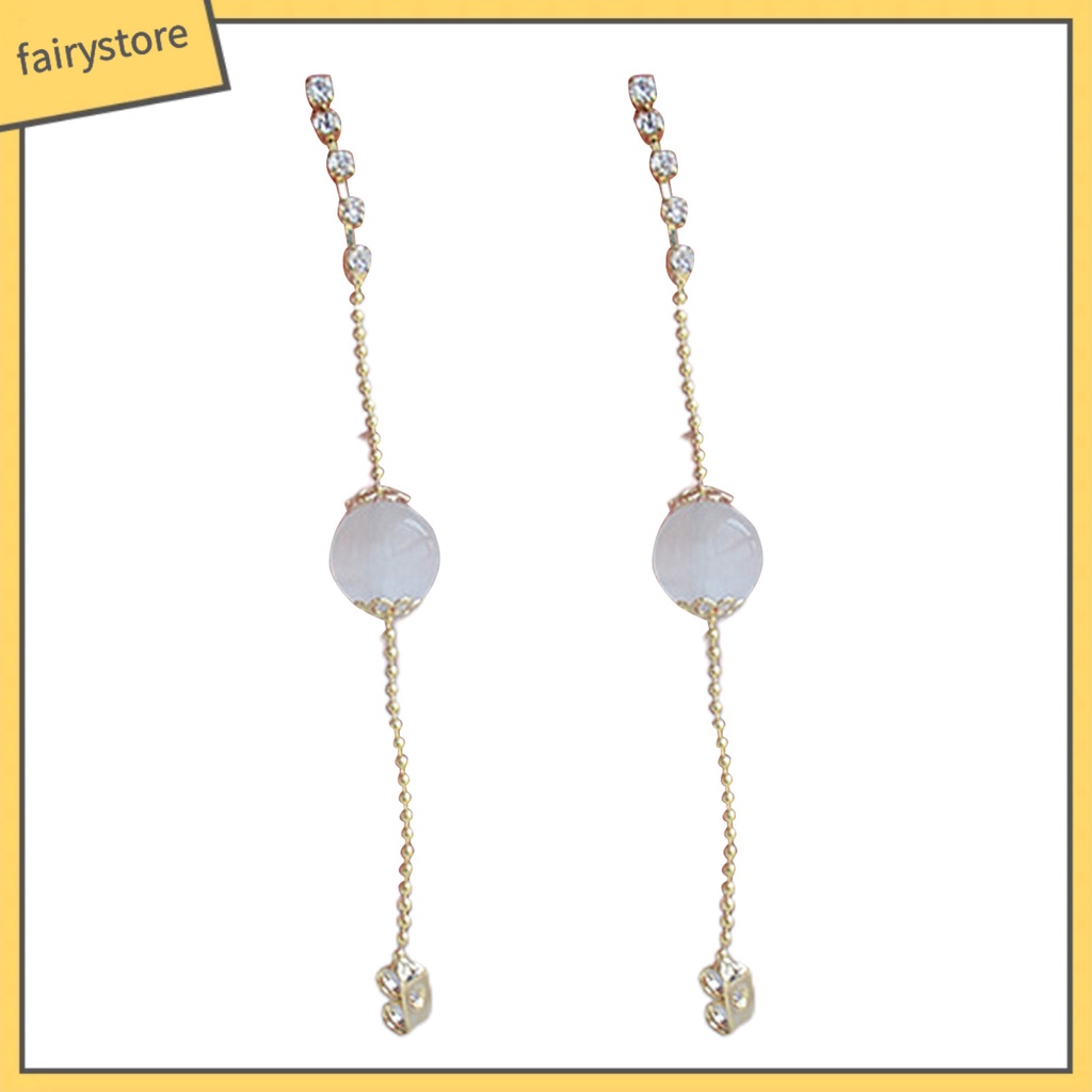 1 Đôi Khuyên Tai Kim Loại Đính Đá Opal Nhân Tạo Thời Trang