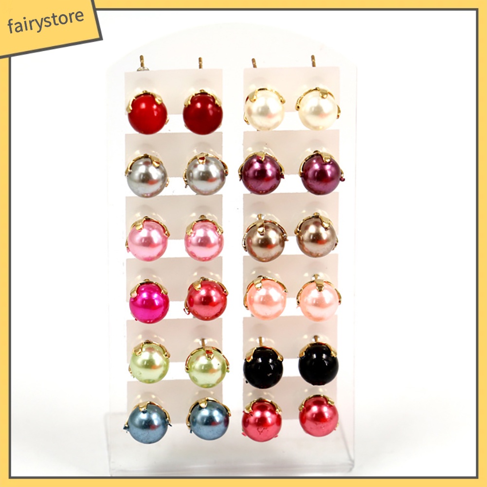 12 Đôi Bông Tai Ngọc Trai Giả Thanh Lịch Cho Nữ