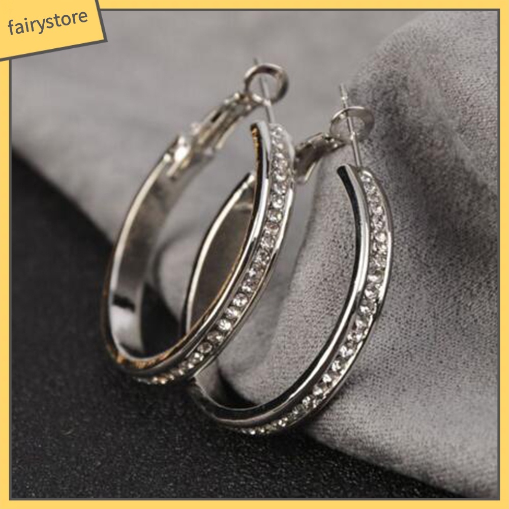 Bông Tai Dạng Vòng Tròn Lớn Đính Đá Thời Trang Dành Cho Nữ