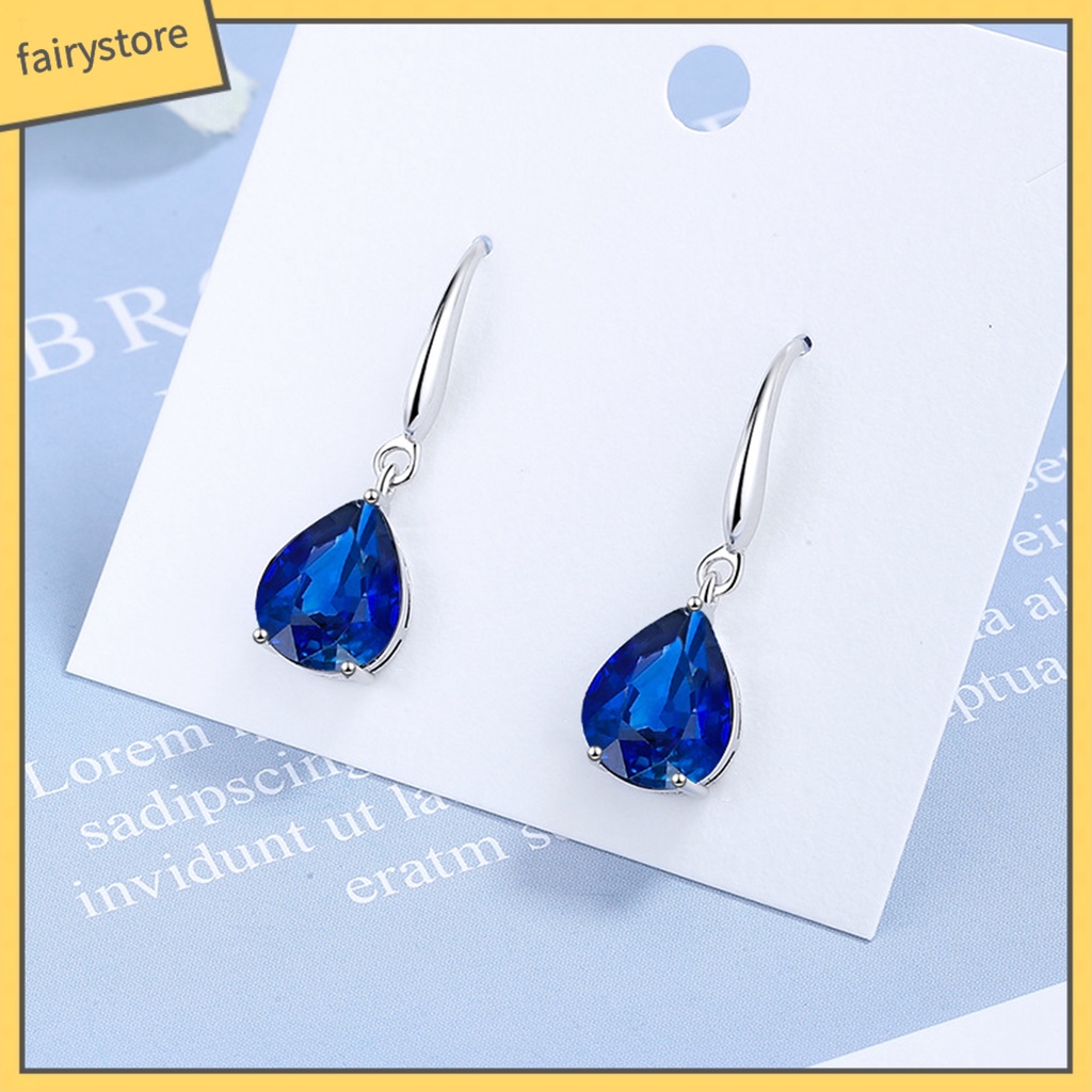 1 Đôi Bông Tai Hình Giọt Nước Đính Đá Zircon Thời Trang Dành Cho Nữ