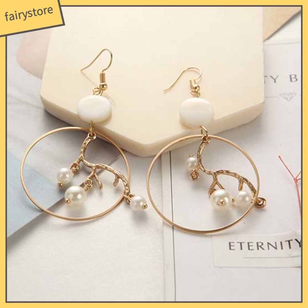 Bông Tai Ngọc Trai Giả Hình Tròn Thời Trang Dành Cho Nữ