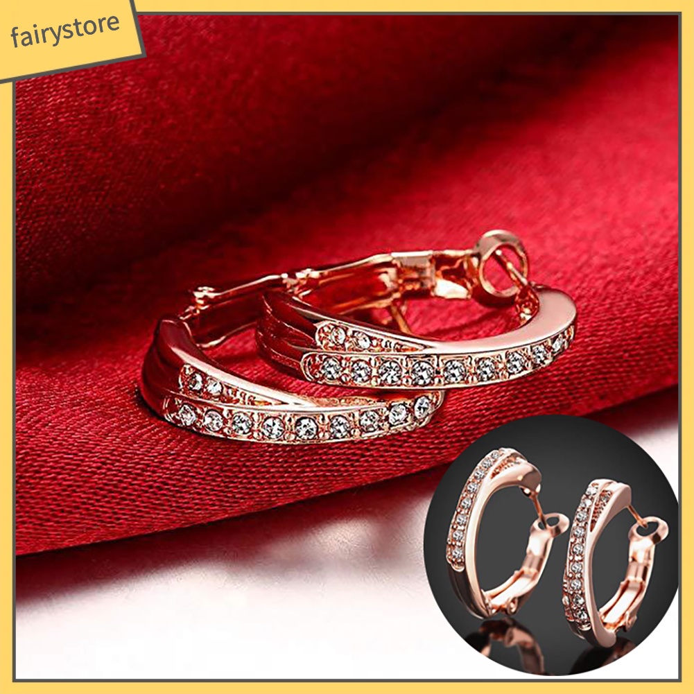 Bông Tai Tròn Đính Đá Lấp Lánh Thời Trang Thanh Lịch Dành Cho Nữ