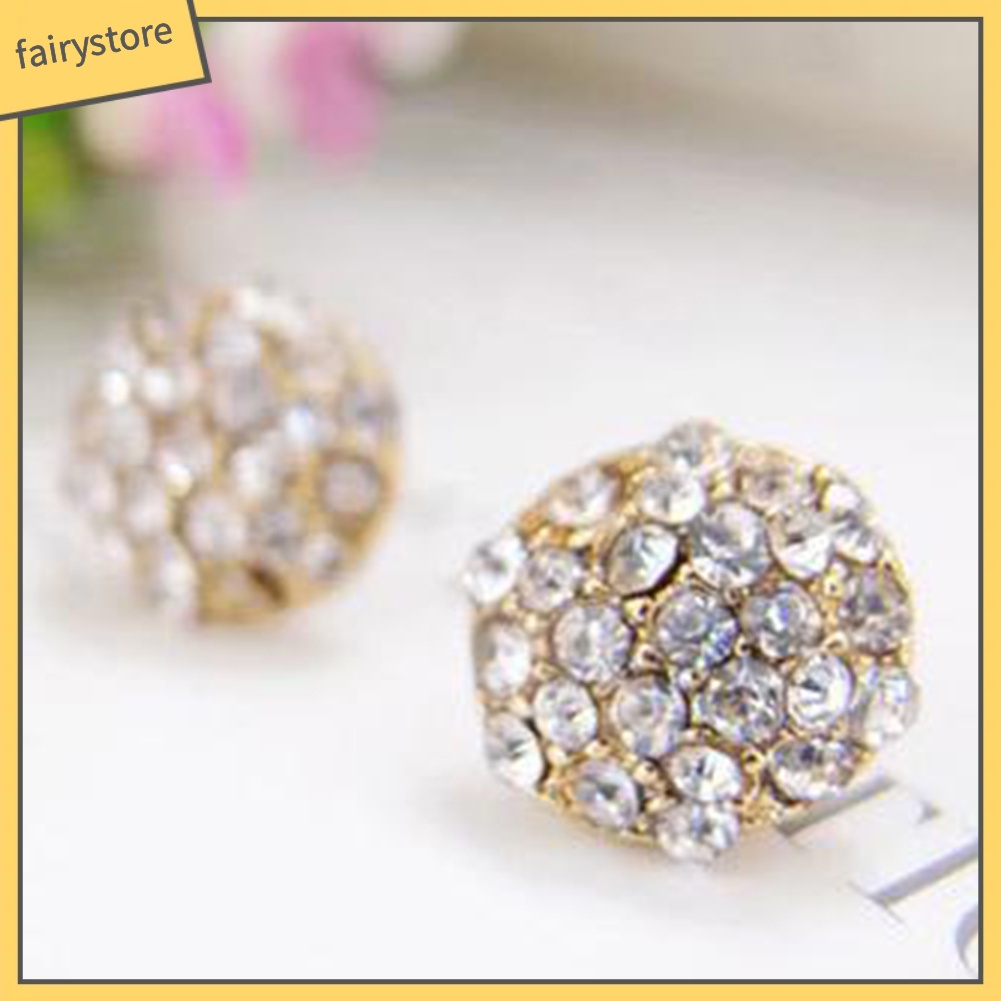 Bông Tai Tròn Đính Đá Toàn Diện Thanh Lịch Cho Nữ