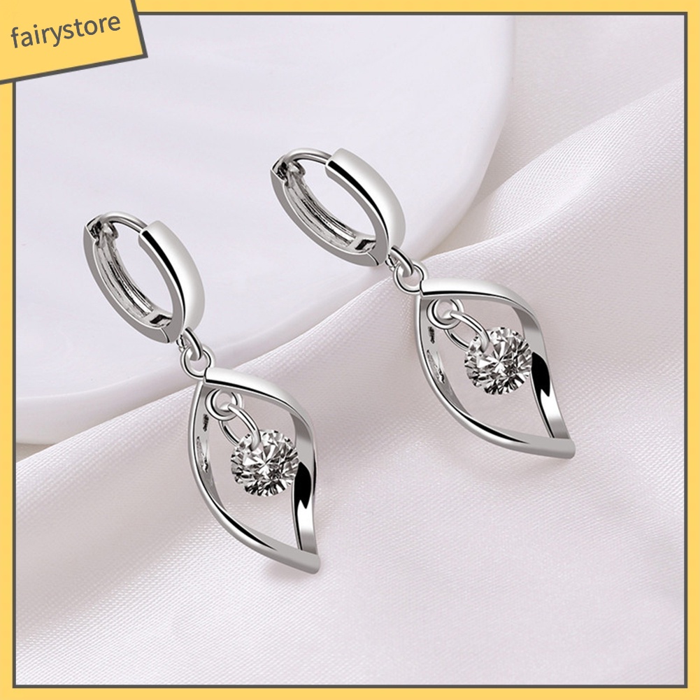 Bông Tai Hình Giọt Nước Đính Đá Zircon Lấp Lánh Cho Nữ