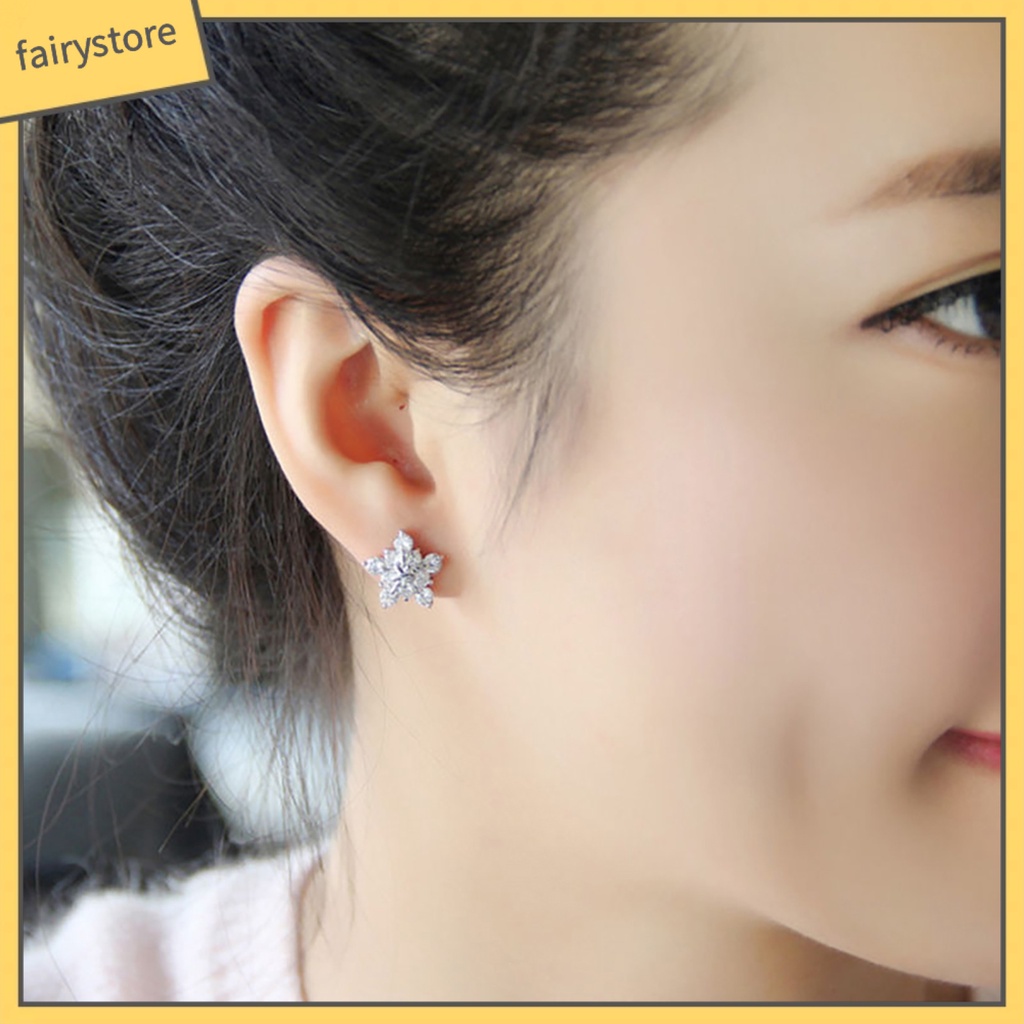 1 Đôi Bông Tai Hình Bông Tuyết Thanh Lịch Dành Cho Nữ