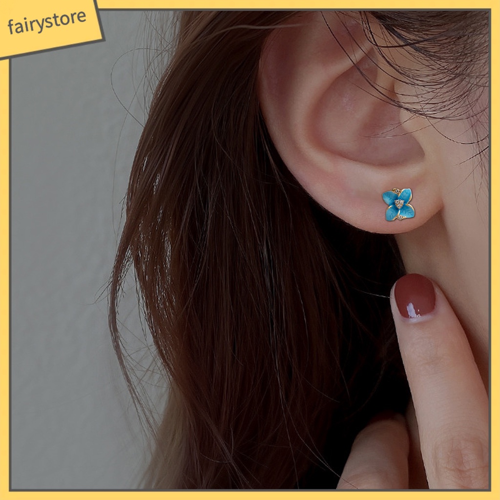 1 Đôi Bông Tai Hình Học Đính Đá Lấp Lánh Thời Trang Cho Nữ