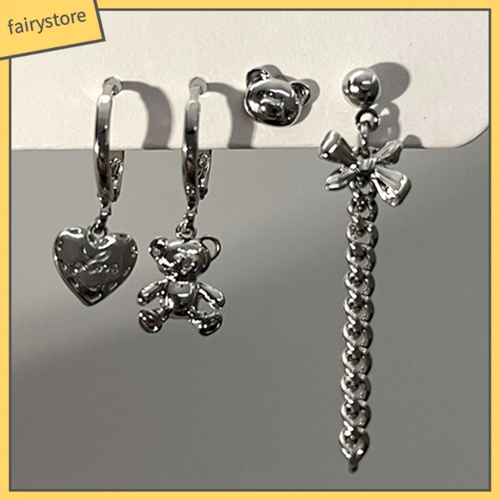 1 Set Bông Tai Hợp Kim Hình Trái Tim Phong Cách Gothic Ngọt Ngào Cho Nữ