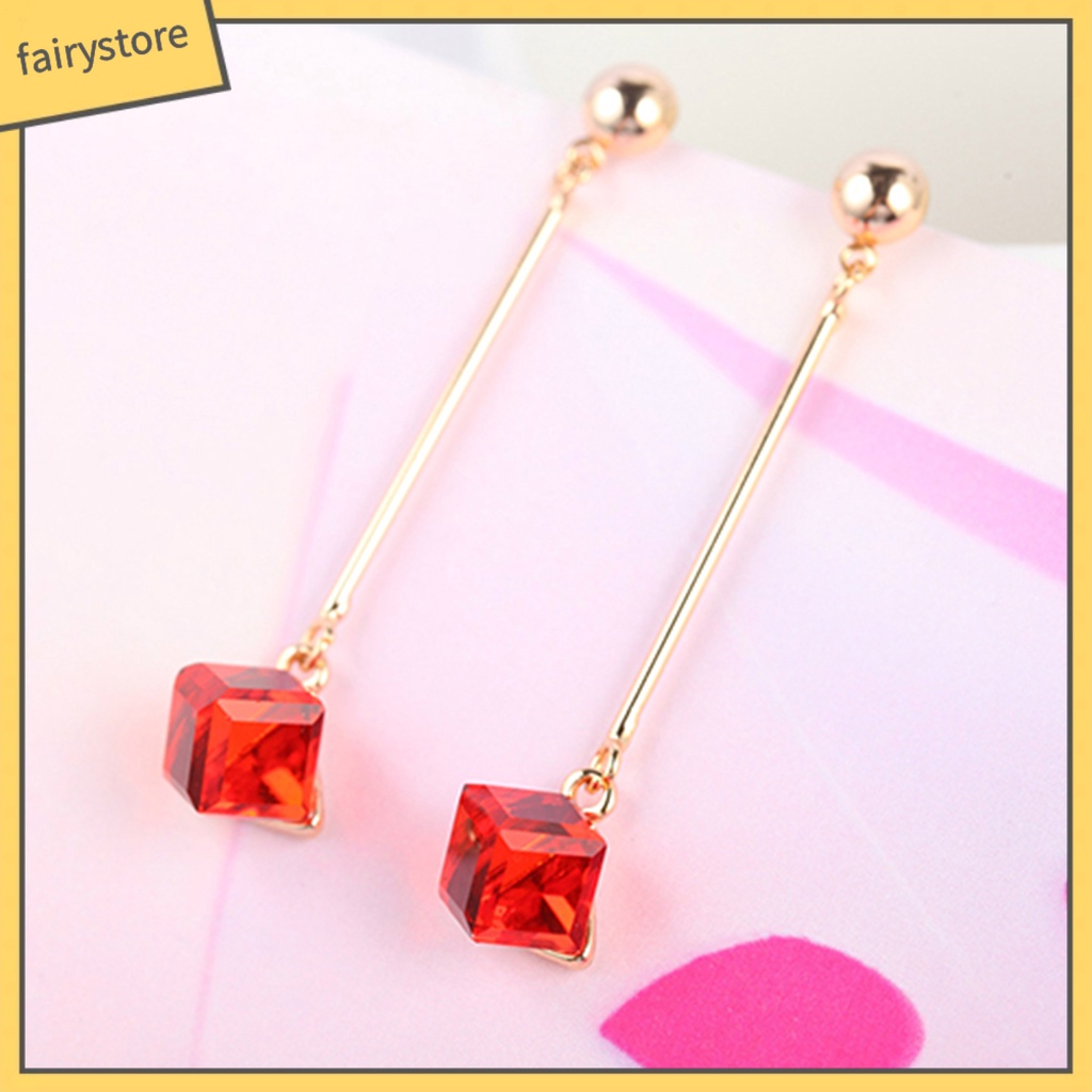 1 Đôi Bông Tai Dài Đính Đá Thời Trang Dành Cho Nữ