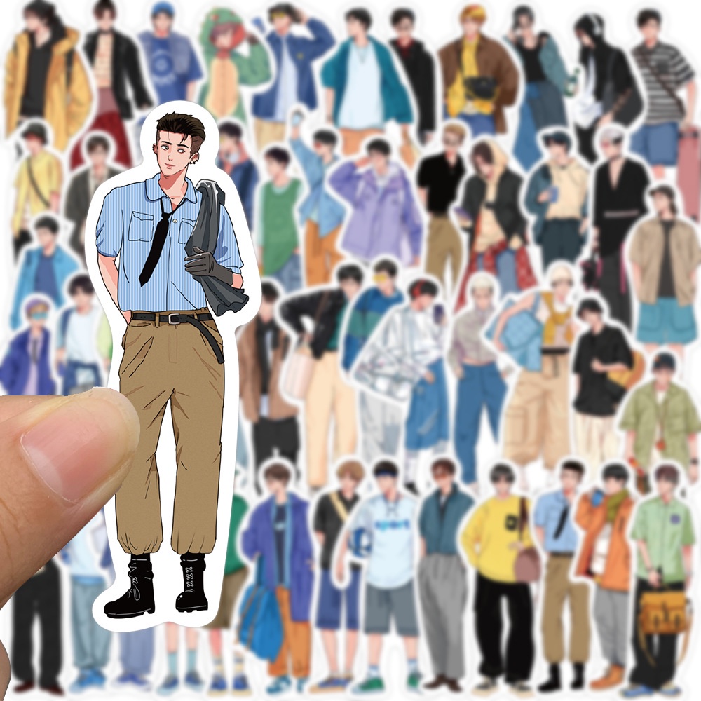 Bộ 50 Miếng Dán Trang Trí Hình Cô Gái anime Dễ Thương