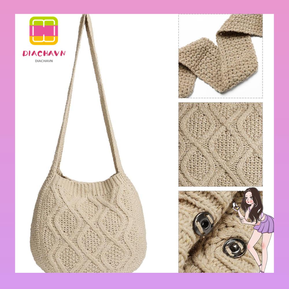Túi Tote Đeo Vai Dệt Kim Sức Chứa Lớn Thời Trang Cho Nữ