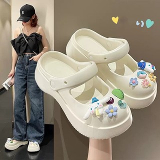 Dép Xỏ Ngón Đế Xuồng Dày Dặn Họa Tiết Hoạt Hình Phong Cách Hàn Quốc