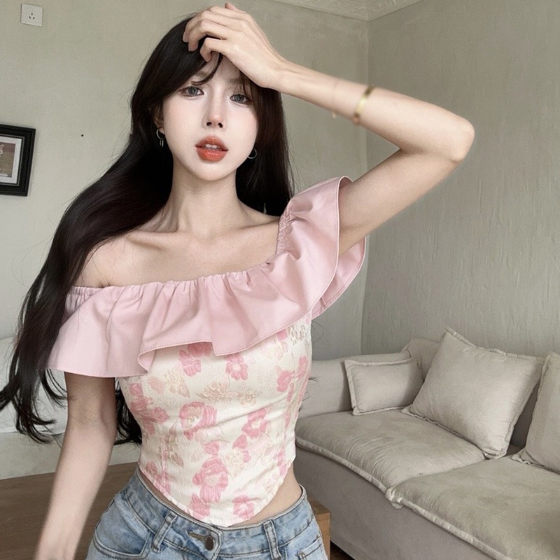 Áo Kiểu Trễ Vai Dáng Ôm Ngắn Thời Trang Quyến Rũ Cho Nữ