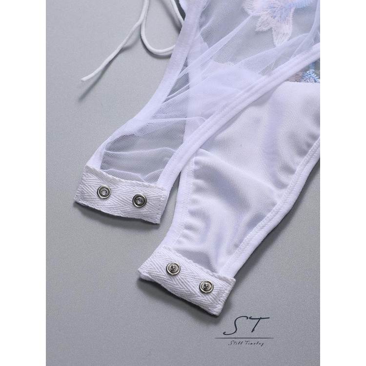 Bộ Áo Liền Quần Phối Ren Thêu Họa Tiết Quyến Rũ Cho Nữ CY03