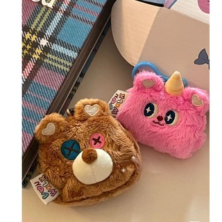 Vanwalk & caro túi đựng tiền xu / tai nghe bằng vải bông hình thỏ / gấu hoạt hình haobing boutiq