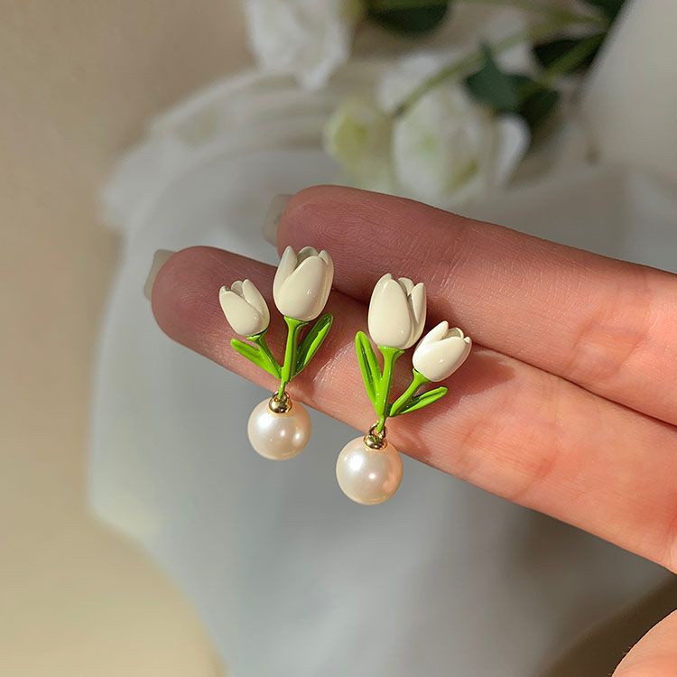 Bông Tai Đính Ngọc Trai Thiết Kế Nhỏ Nhắn Xinh Xắn Thời Trang Cho Nữ