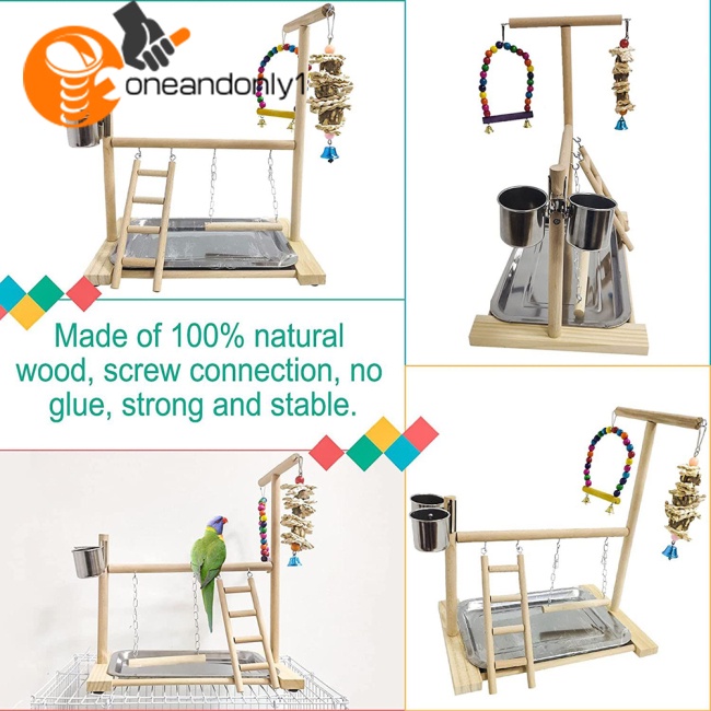 Thang Leo Bằng Gỗ Kèm Chuông Dùng Huấn Luyện Chim Vẹt Đứng