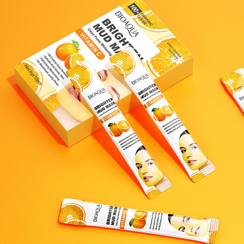 Set 10 Mặt Nạ Bioaqua Vitamin C Làm Sáng Da Kiềm Dầu Loại Bỏ Mụn Đầu Đen Làm Sạch Sâu 8g