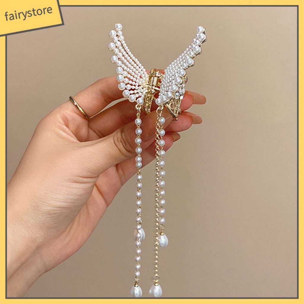 Kẹp Tóc Hình Bướm Đính Ngọc Trai Giả Thanh Lịch